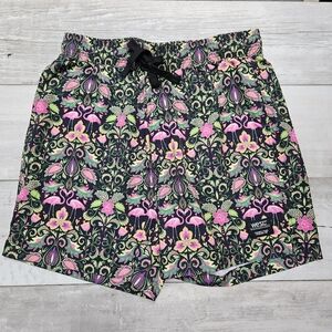 WESC Zack Flamingo Go Wild Swim Trunks Mens Medium Vacation Prints All Over